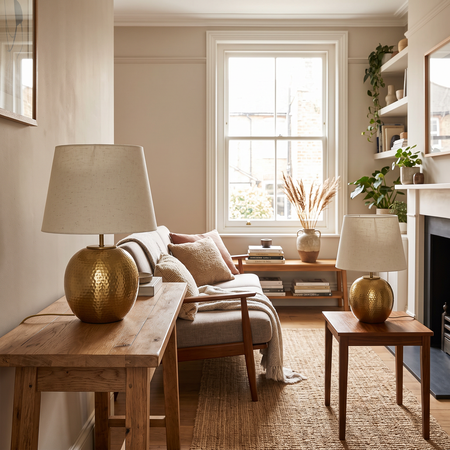 Gold Hammered Globe Table Lamps 2 Pack
