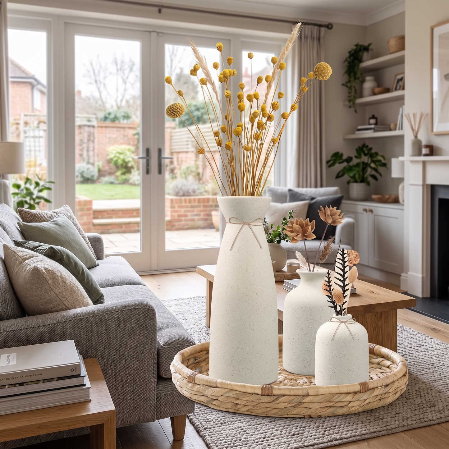 Minimalist White Ceramic Vase Set of 3