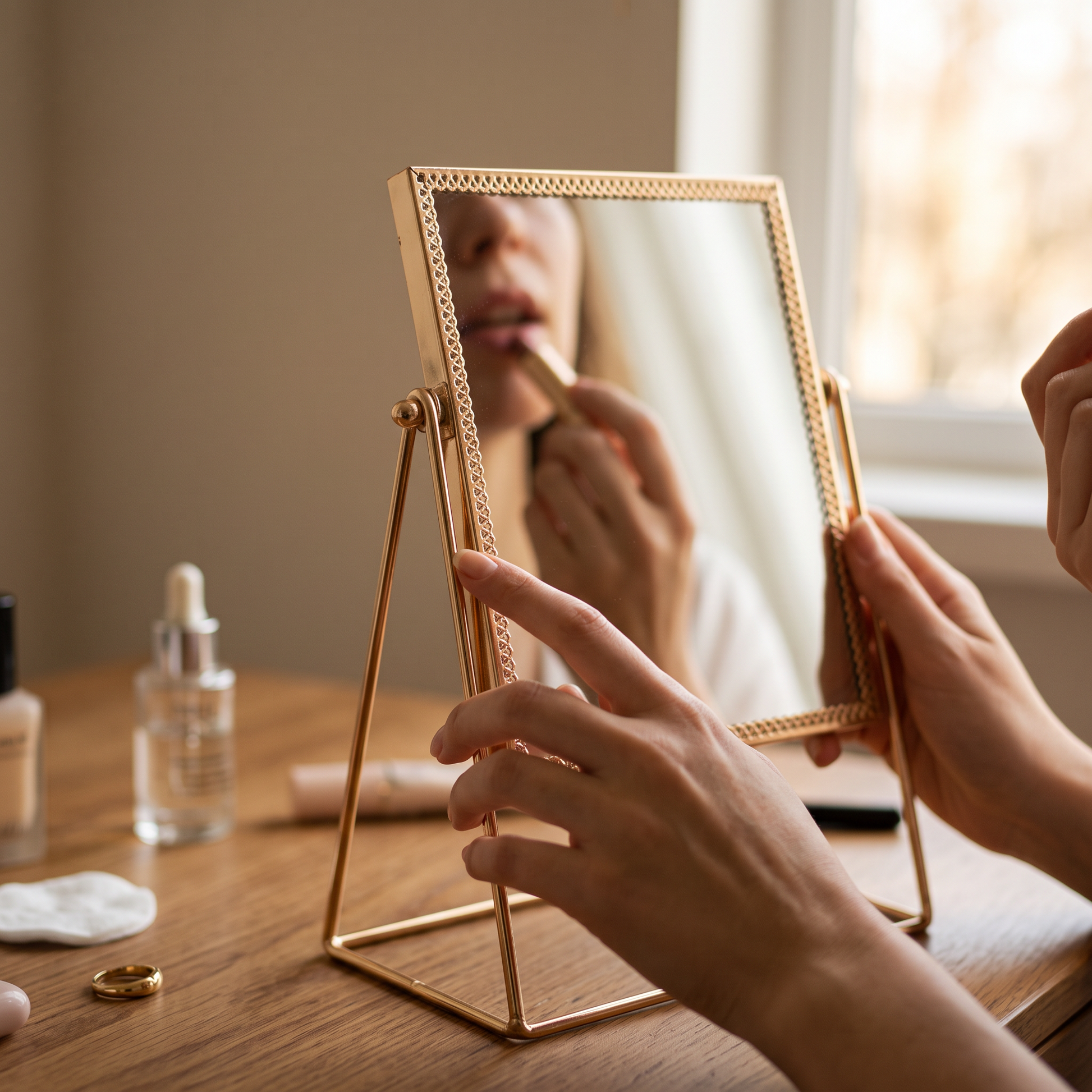 Retro Gold Metal Makeup Mirror