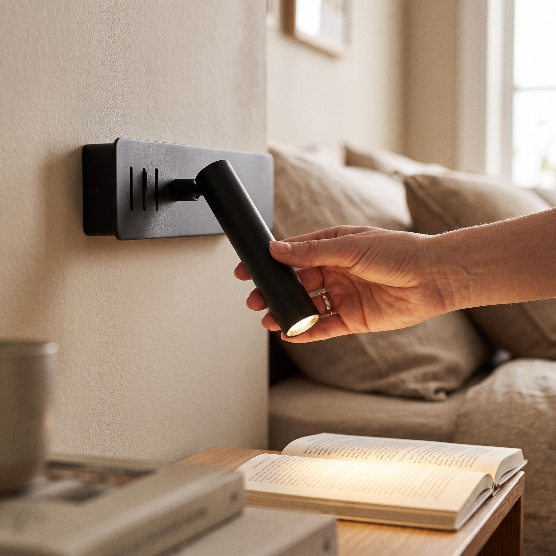 Rotating LED Bedside Reading Wall Lamp