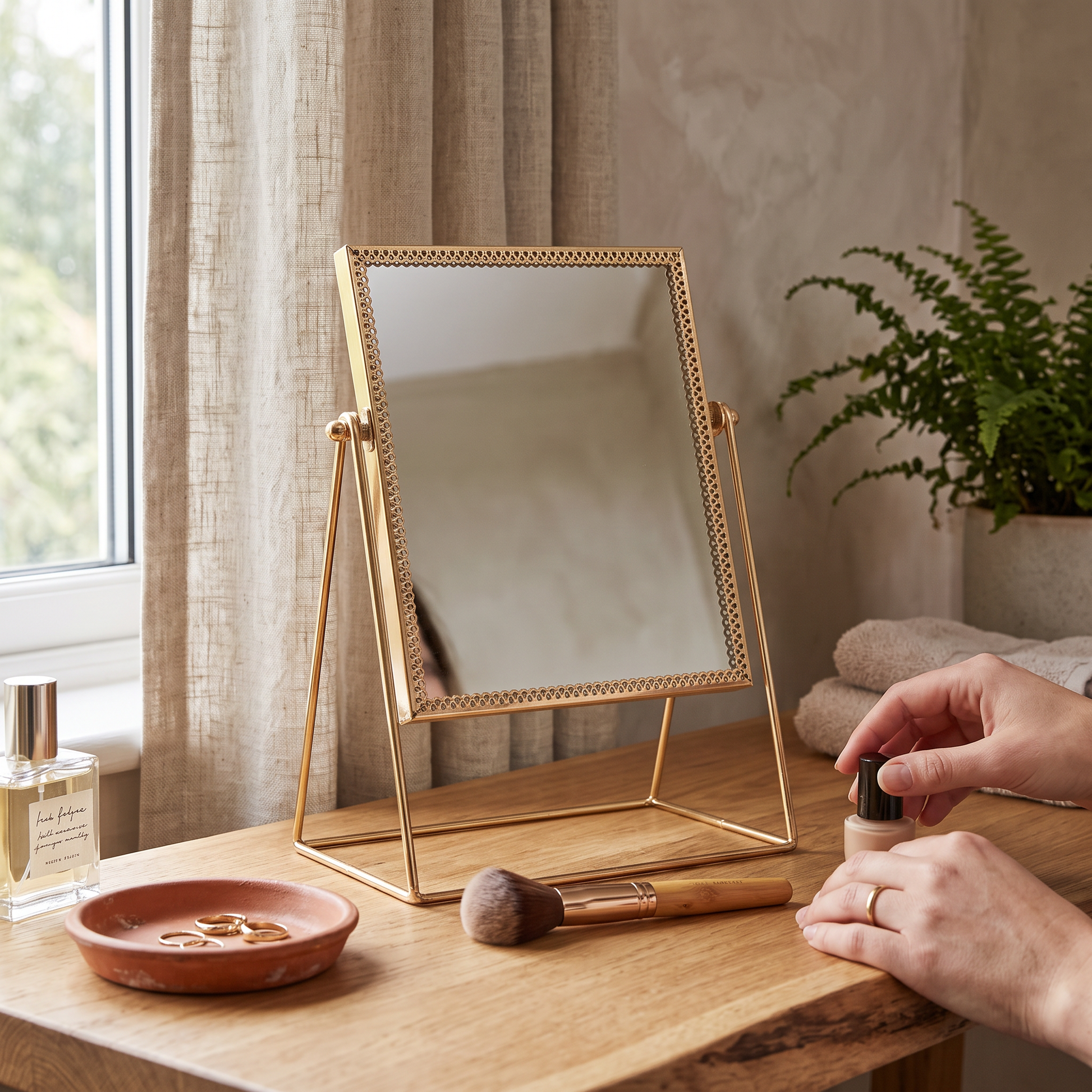 Retro Gold Metal Makeup Mirror