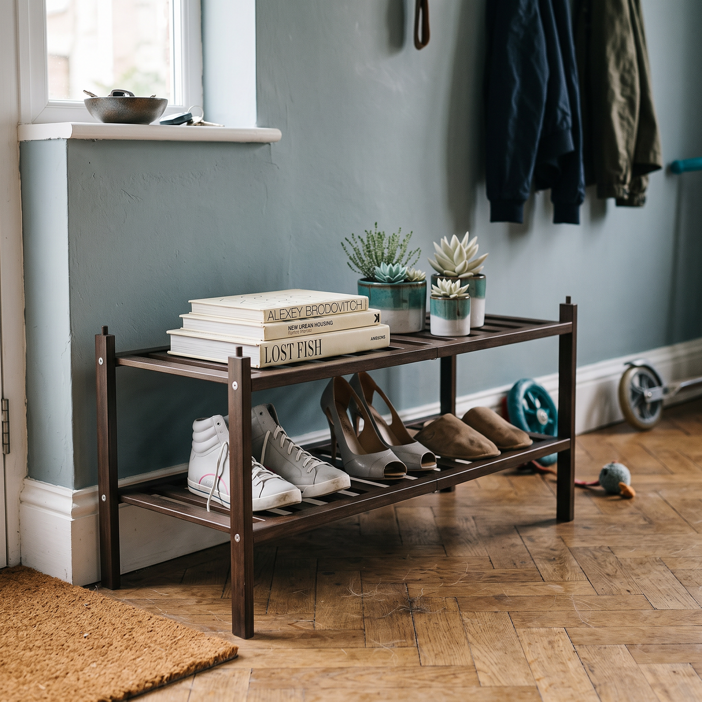 2-Tier Bamboo Shoe Rack