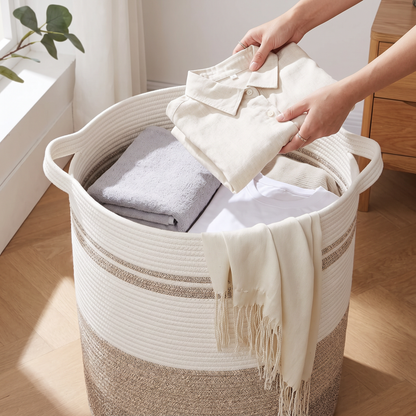 100L Woven Laundry Basket with Handles