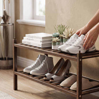 2-Tier Bamboo Shoe Rack