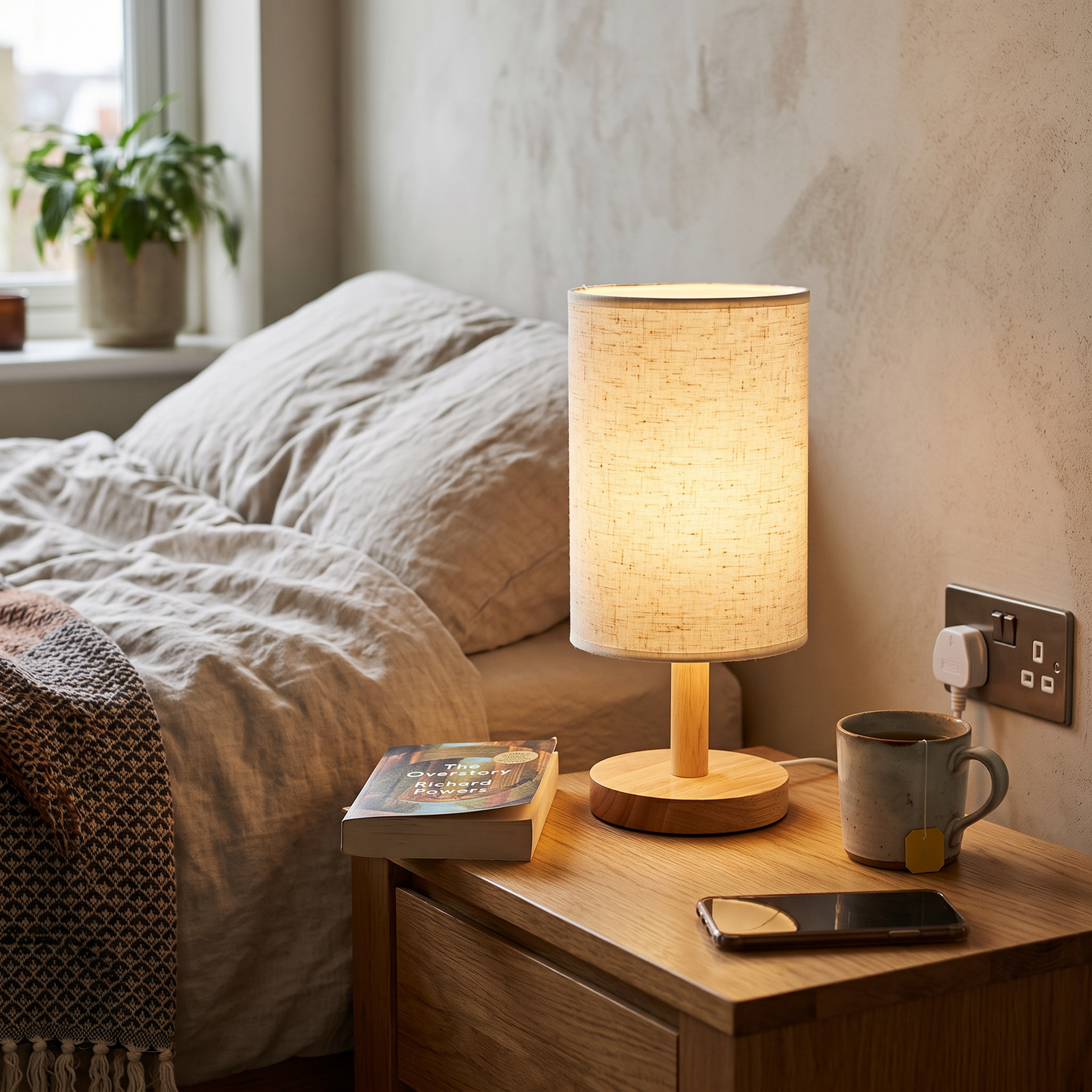 Dimmable LED Fabric Bedside Lamp