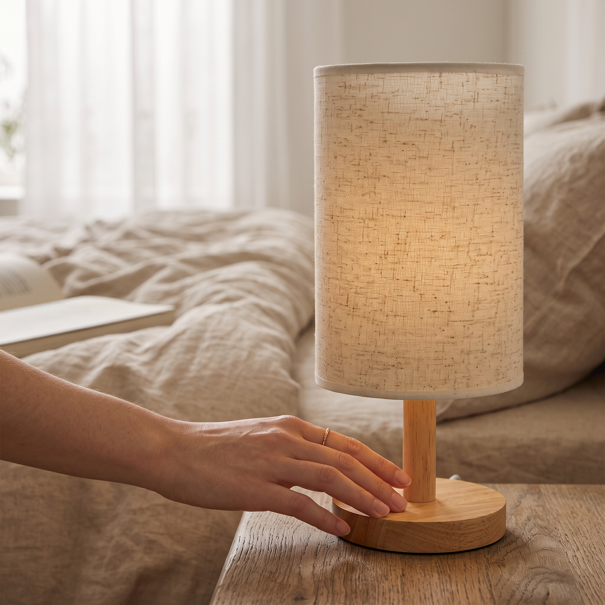 Dimmable LED Fabric Bedside Lamp