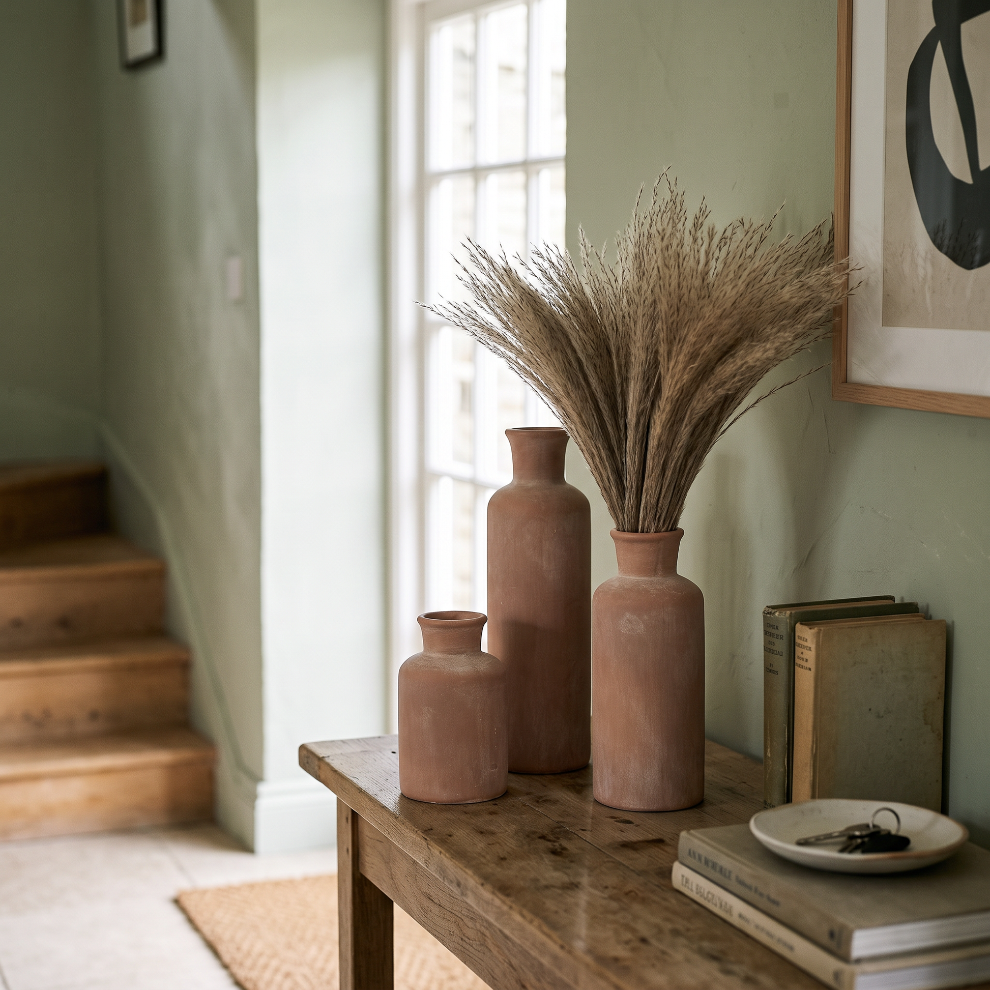 Whitewashed Terracotta Vase Set of 3