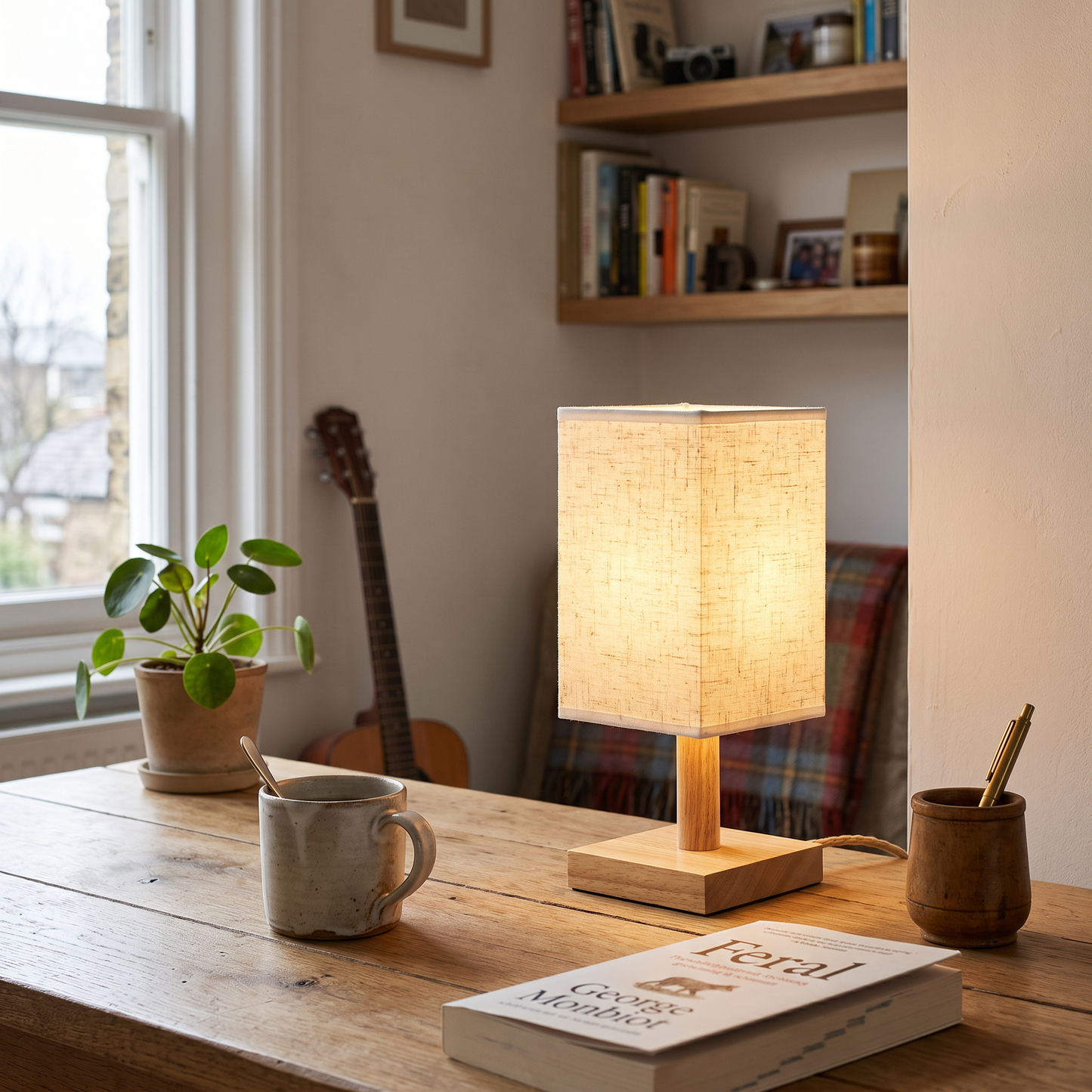 Dimmable LED Wooden Table Lamp