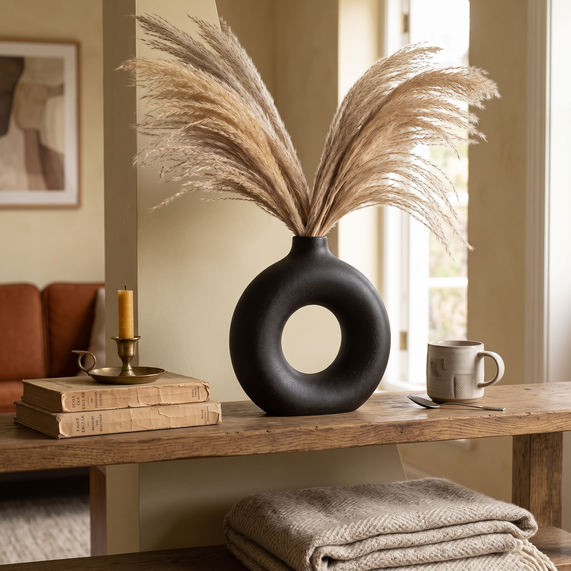 Black Ceramic Donut Vase