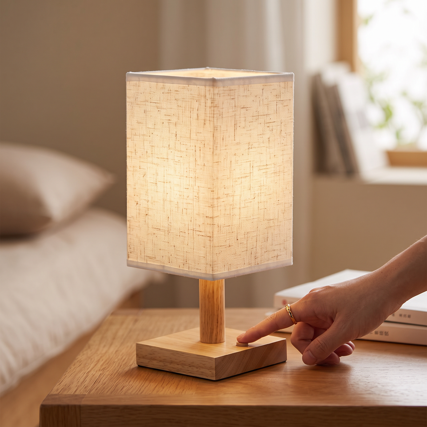 Dimmable LED Wooden Table Lamp
