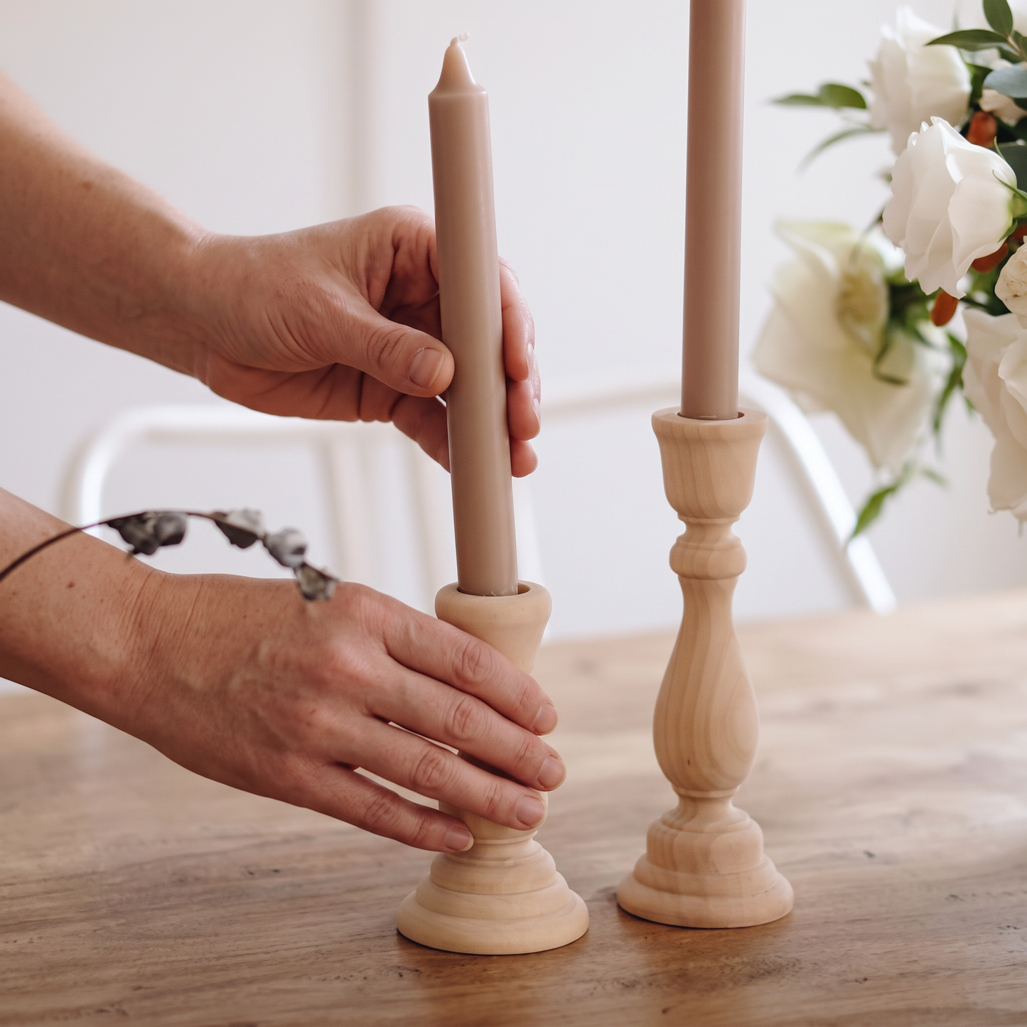 Unfinished Wood Candlestick Holders