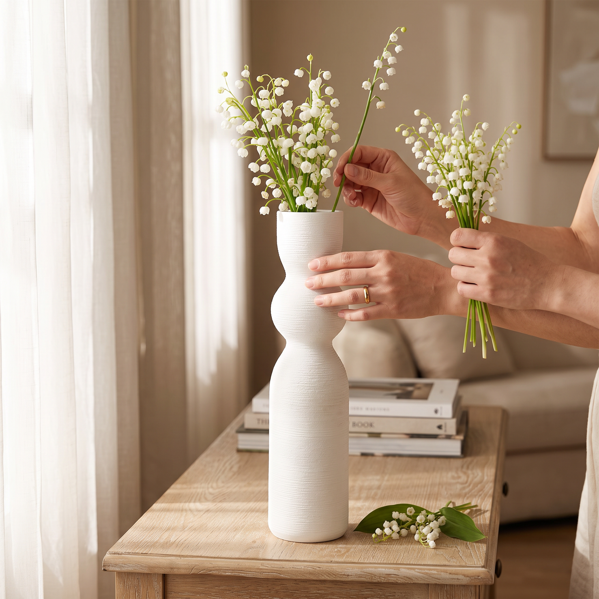 White Ceramic Tall Vase 38cm