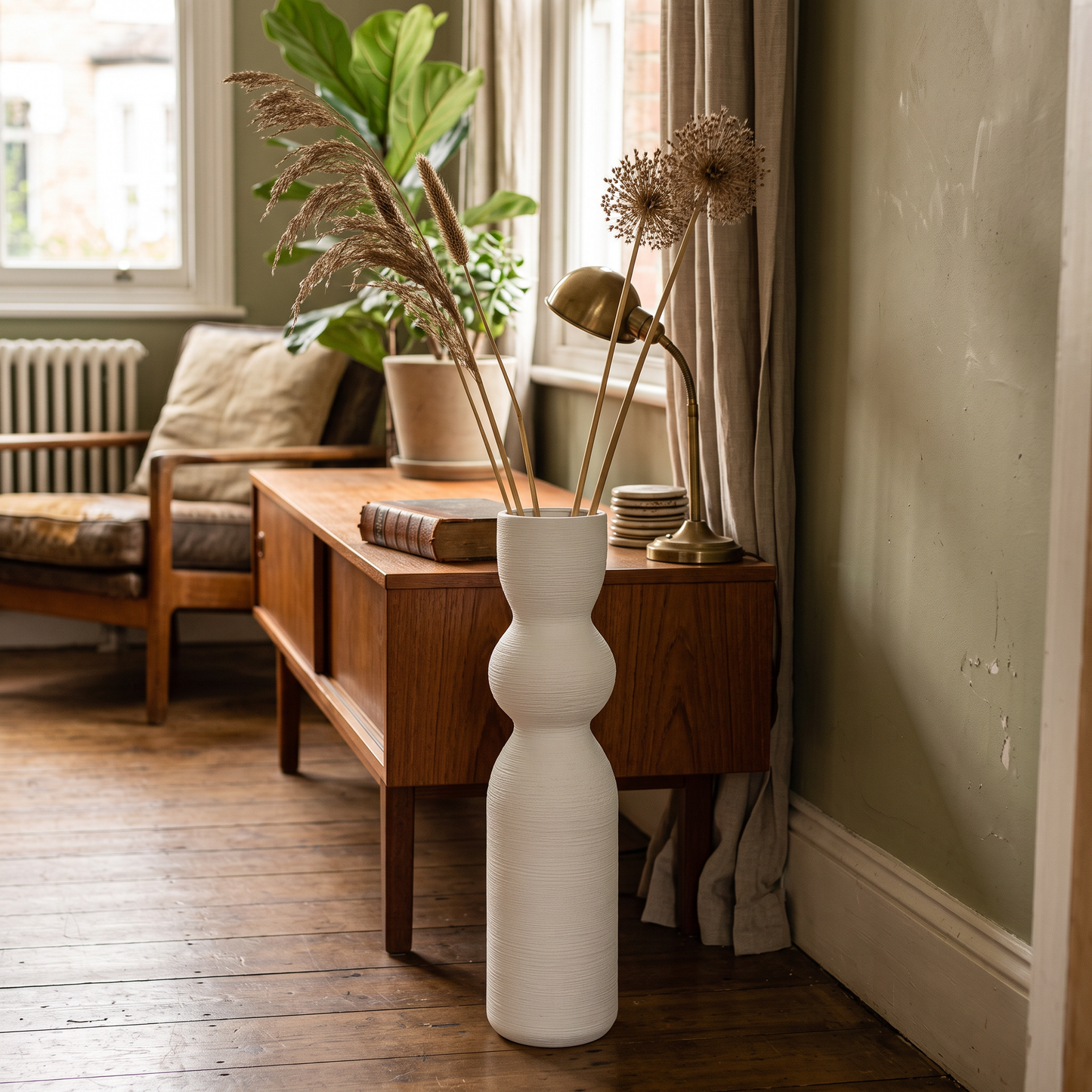White Ceramic Tall Vase 38cm