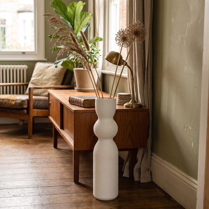 White Ceramic Tall Vase 38cm
