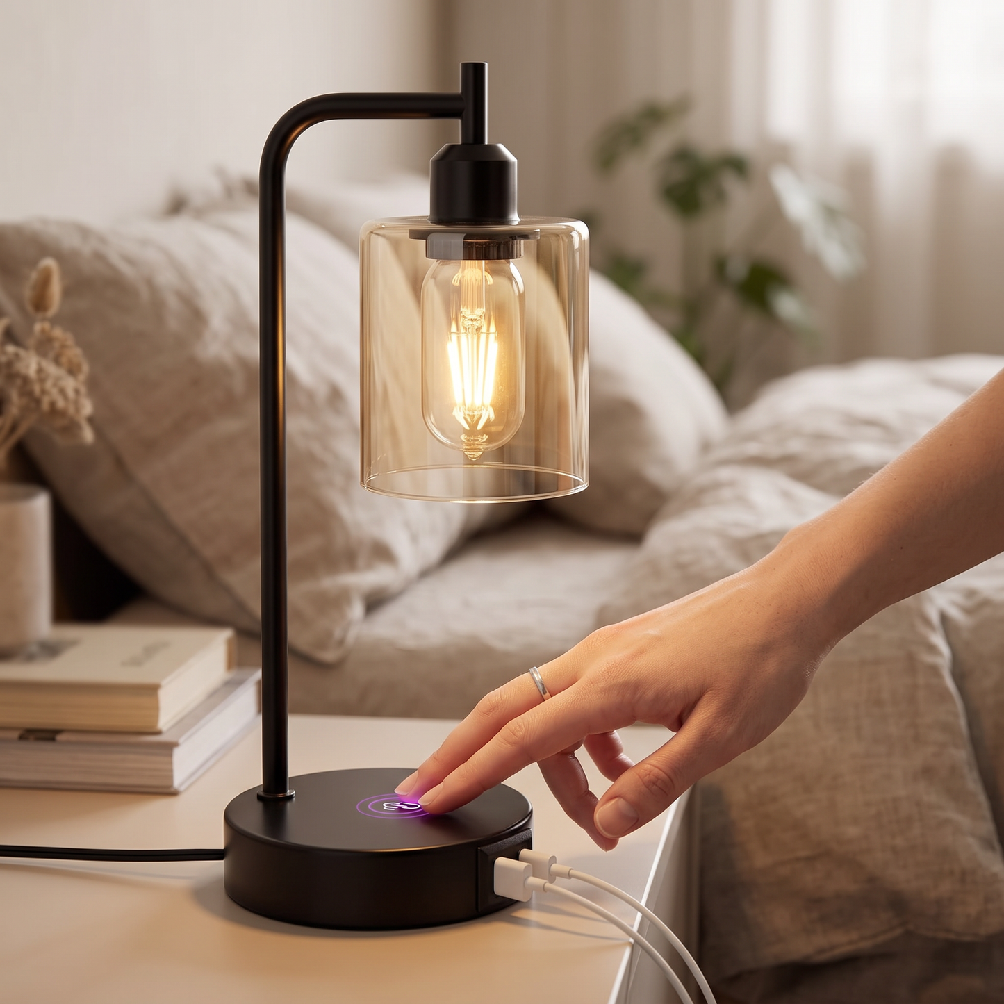 Industrial Touch Bedside Lamps Set of 2