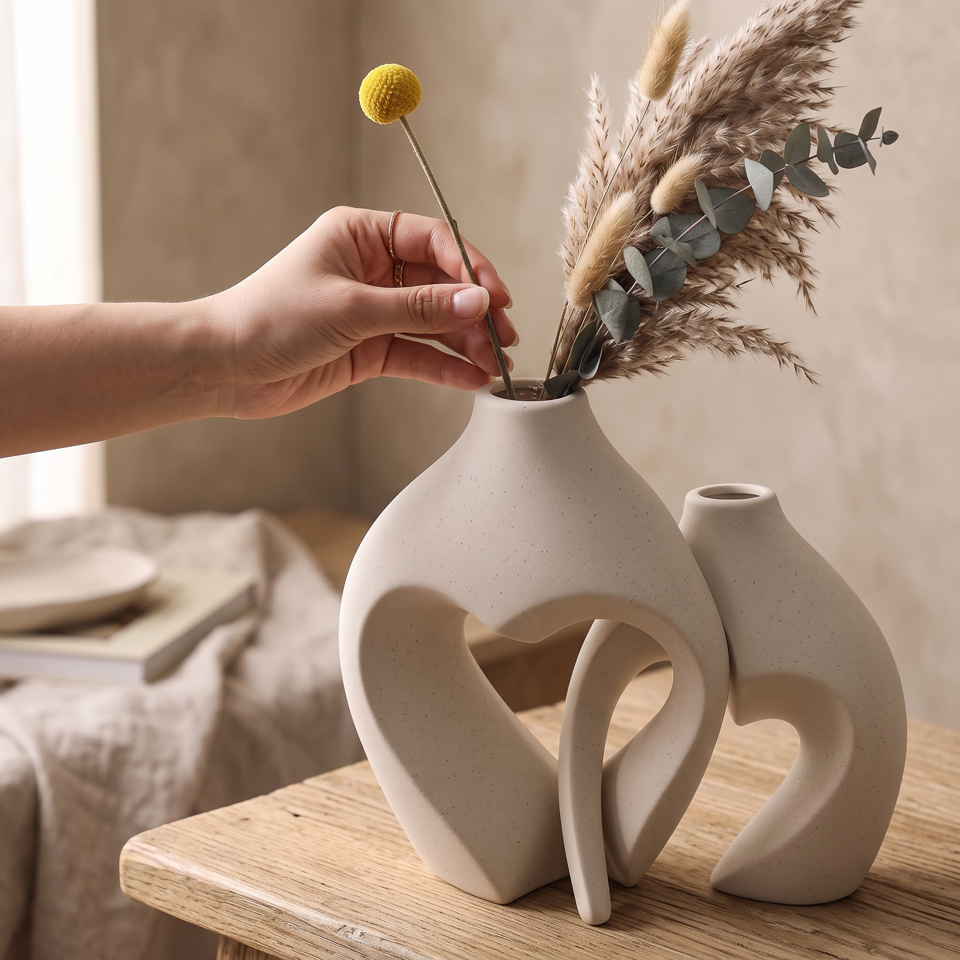 Heart Shaped Ceramic Vase Set of 2