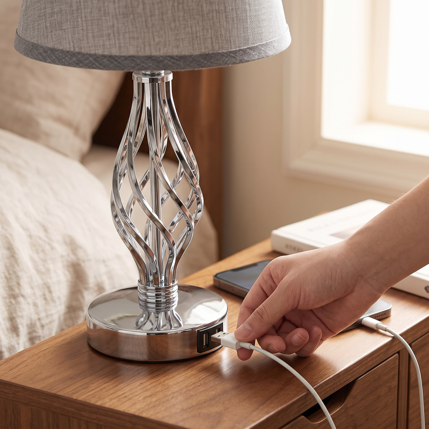 Touch Bedside Lamps Set of 2 with USB