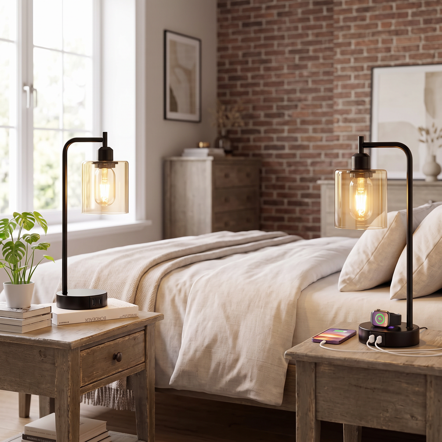 Industrial Touch Bedside Lamps Set of 2