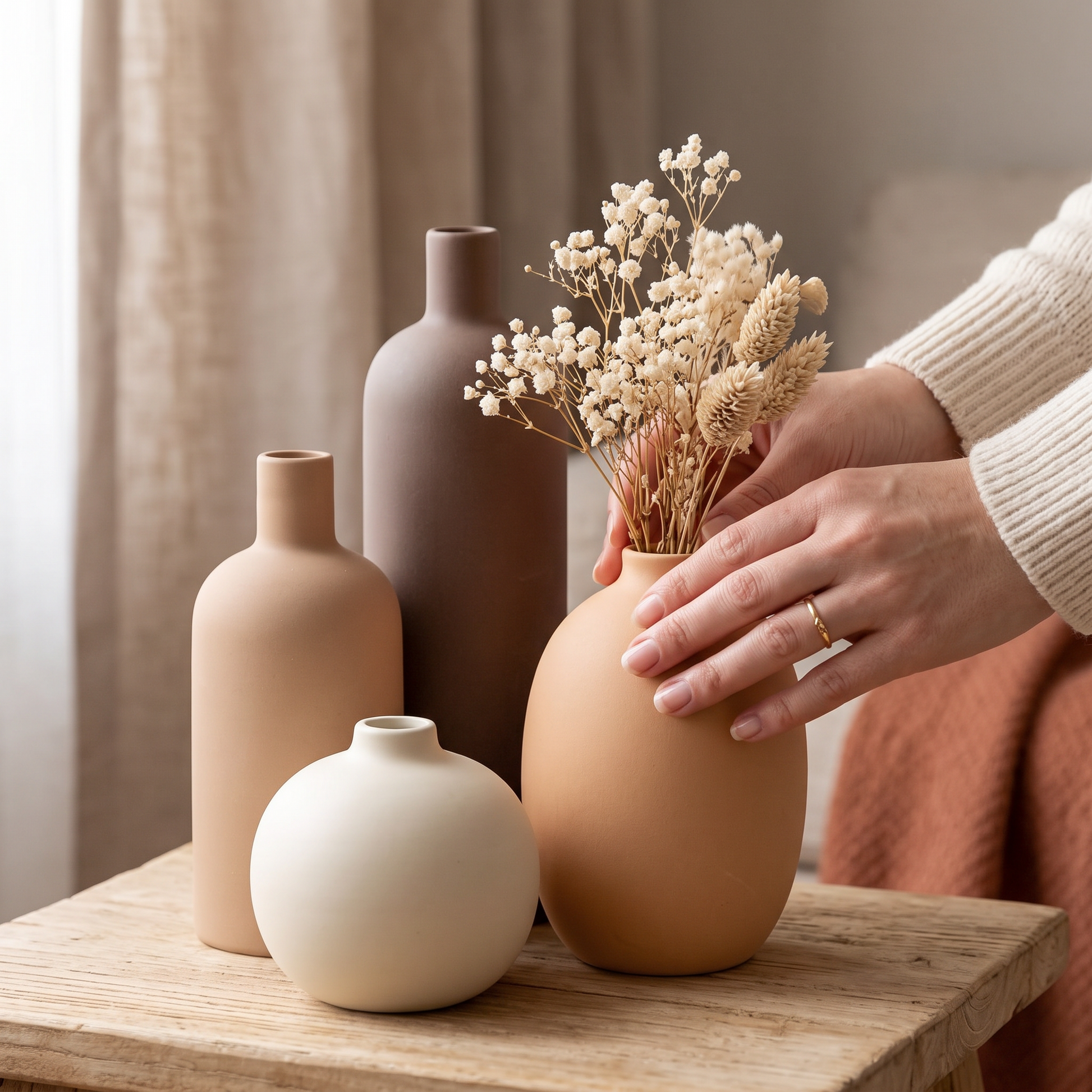 Neutral Ceramic Vase Set of 4