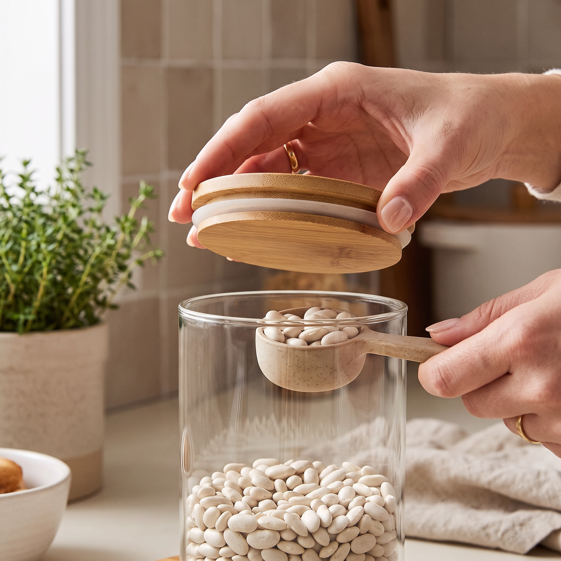 Glass Apothecary Jars with Bamboo Lids