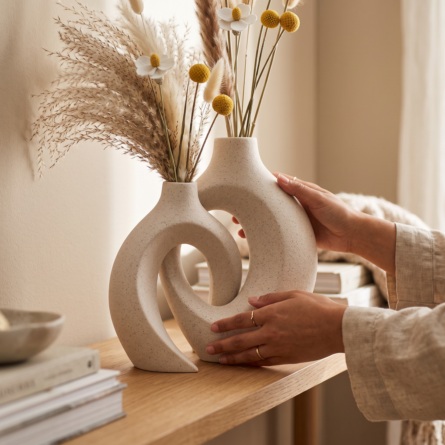 Hollow Ceramic Vase Set of 2