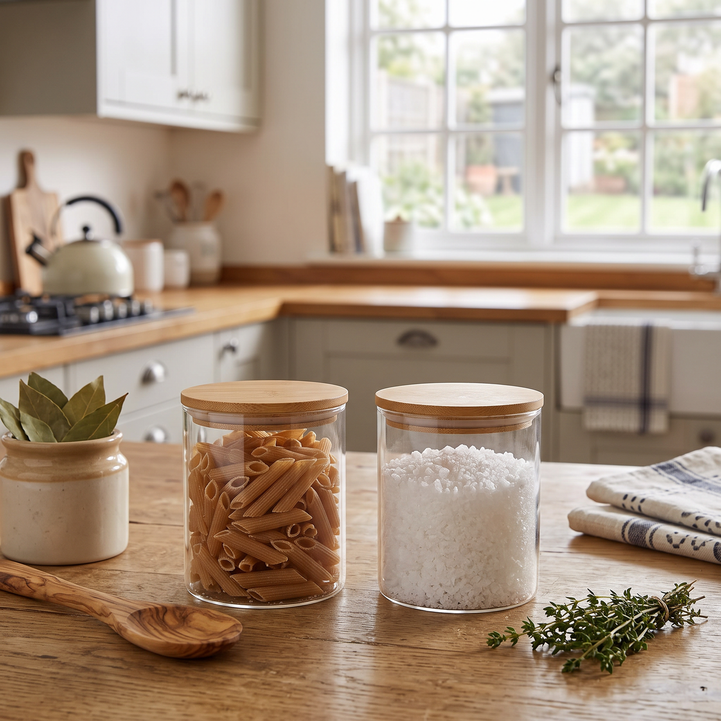 Glass Apothecary Jars with Bamboo Lids