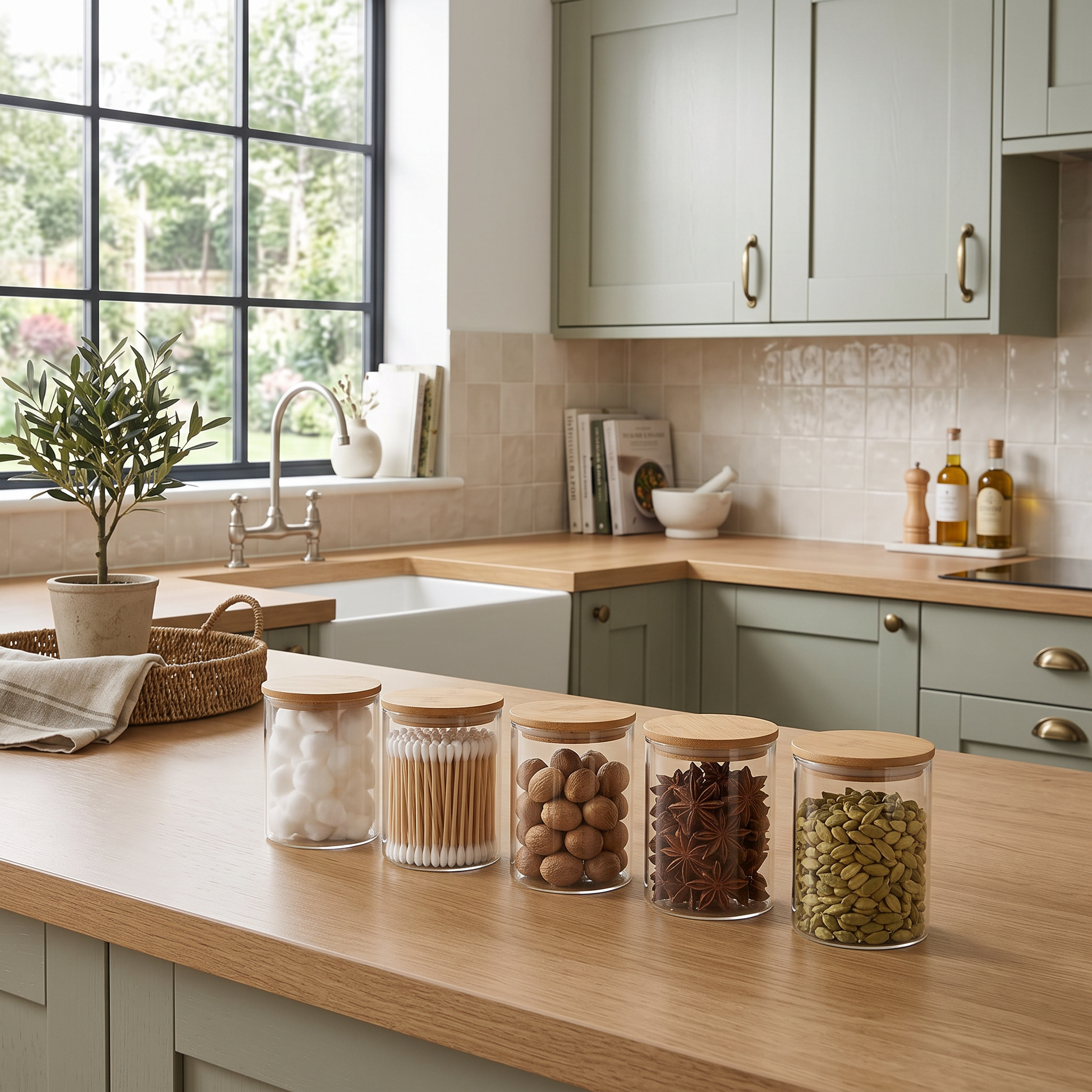 Glass Apothecary Jars with Bamboo Lids