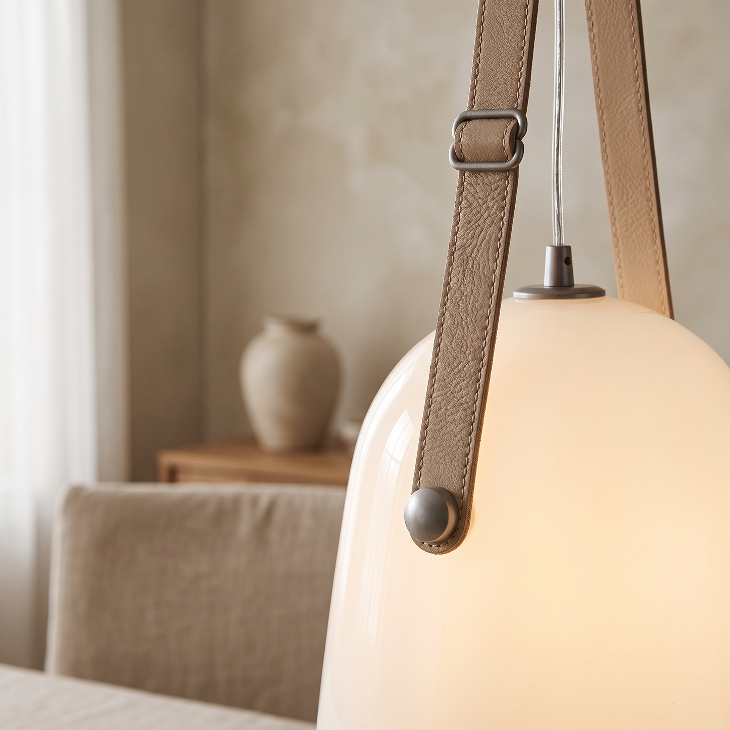 Nordic Glass & Leather Pendant Light