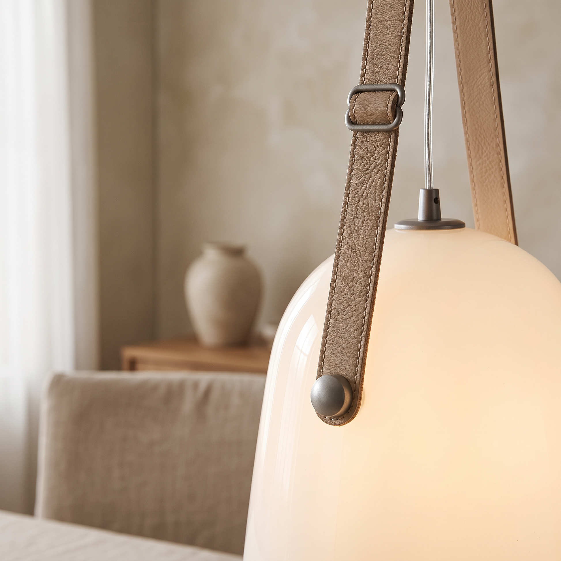 Nordic Glass & Leather Pendant Light