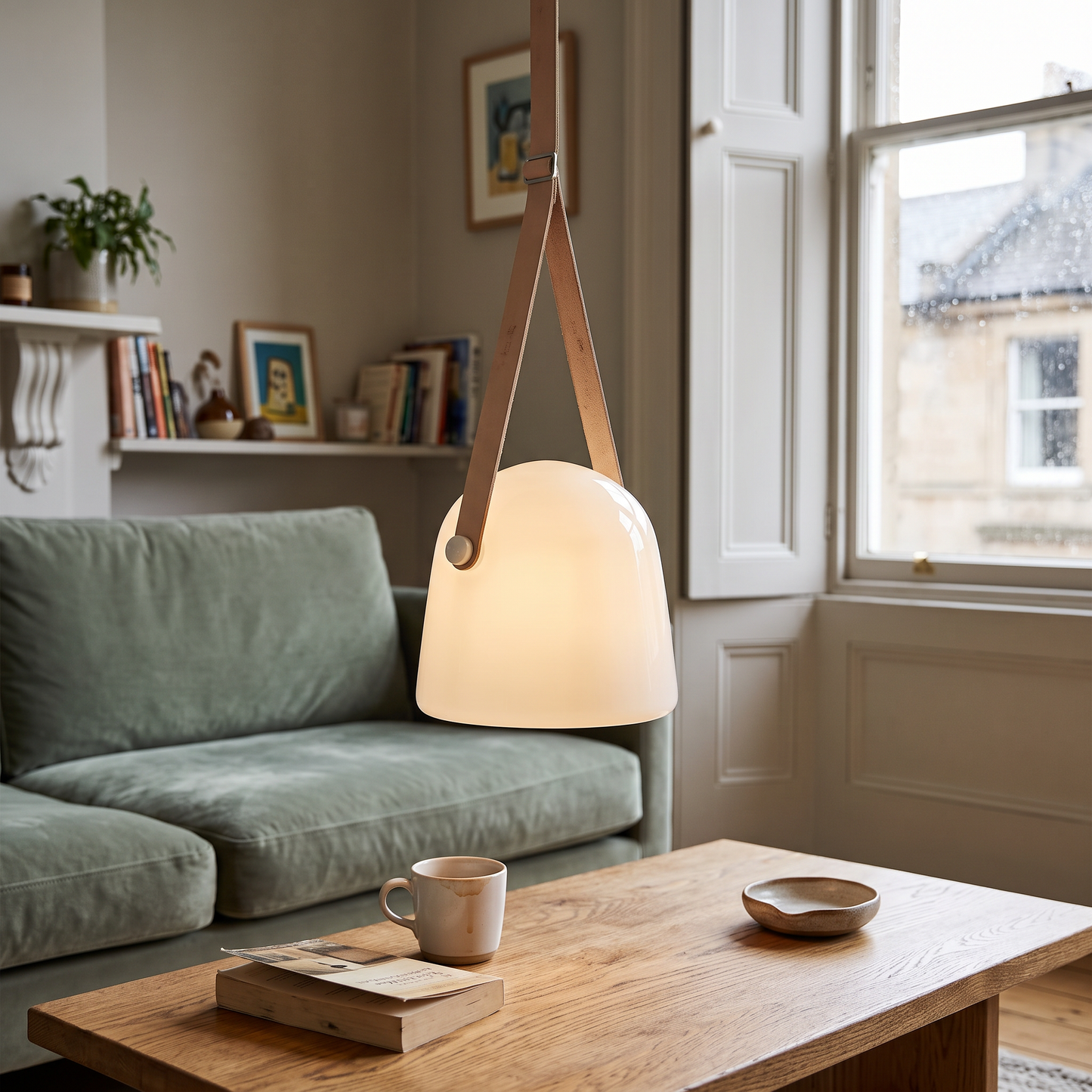 Nordic Glass & Leather Pendant Light