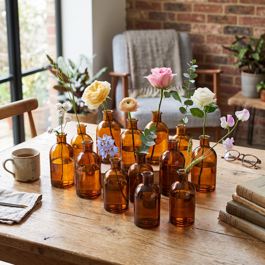Amber Glass Bud Vases 16 Pack