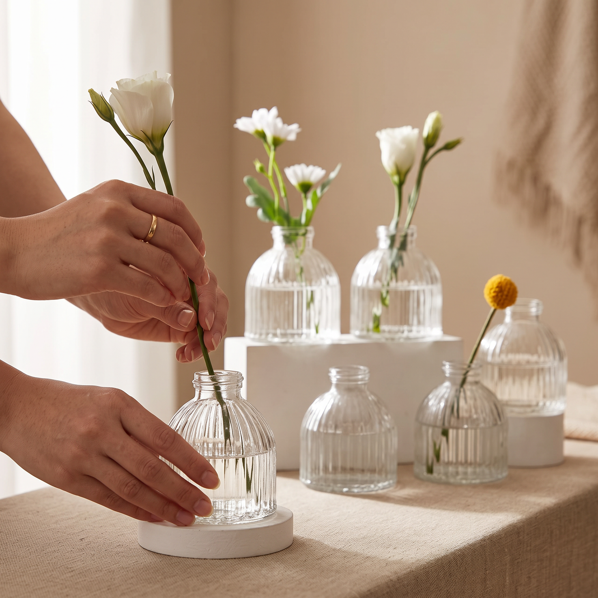 Glass Bud Vase Set of 6