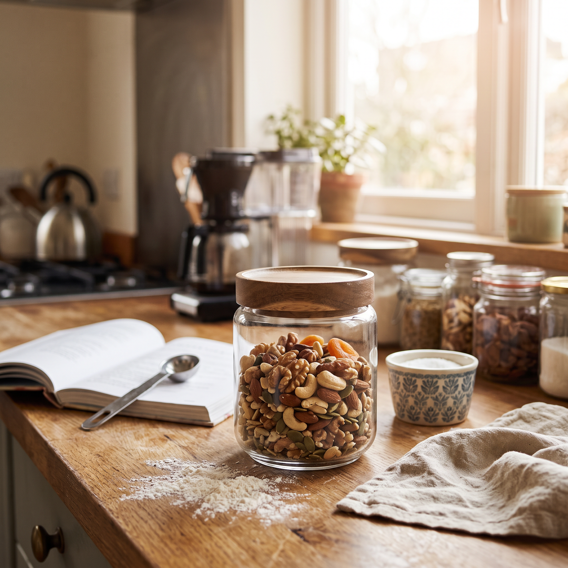 Airtight Glass Canister with Wood Lid
