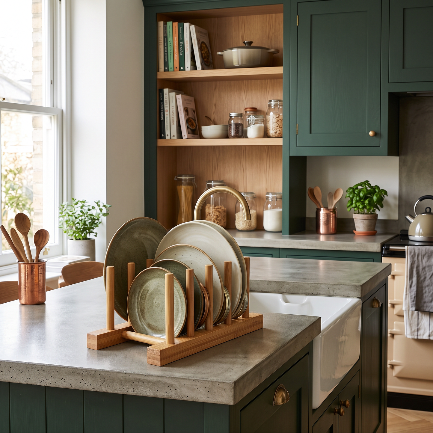 Wooden Plate & Lid Storage Rack