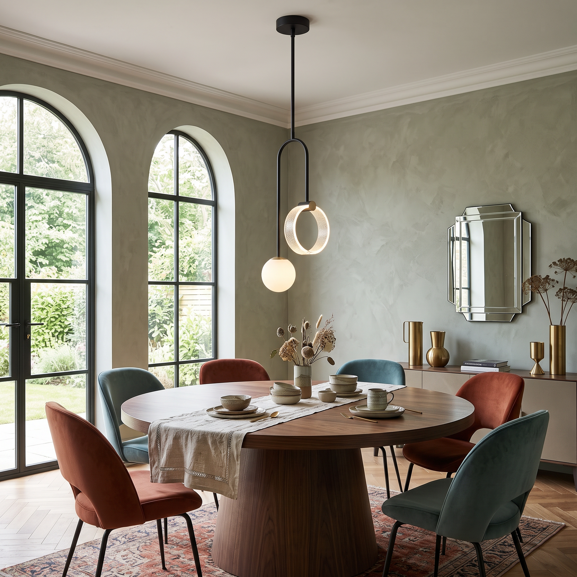 Art Deco Gold LED Pendant Light