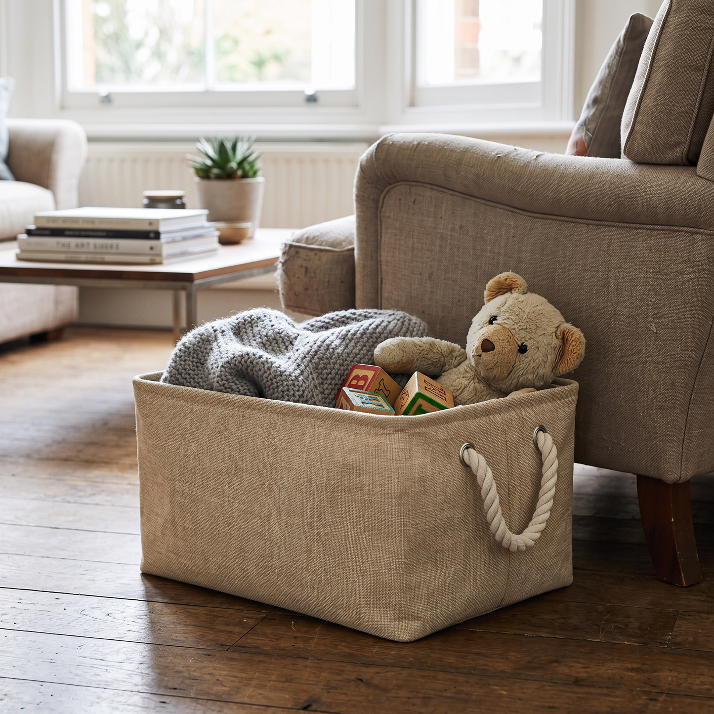 Cotton Linen Folding Storage Basket
