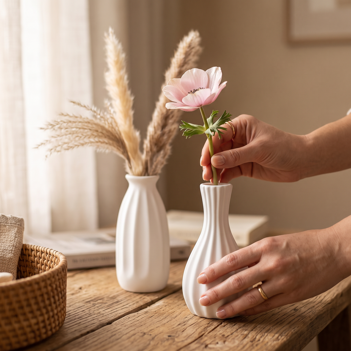 Small White Ceramic Bud Vases 4 Pack