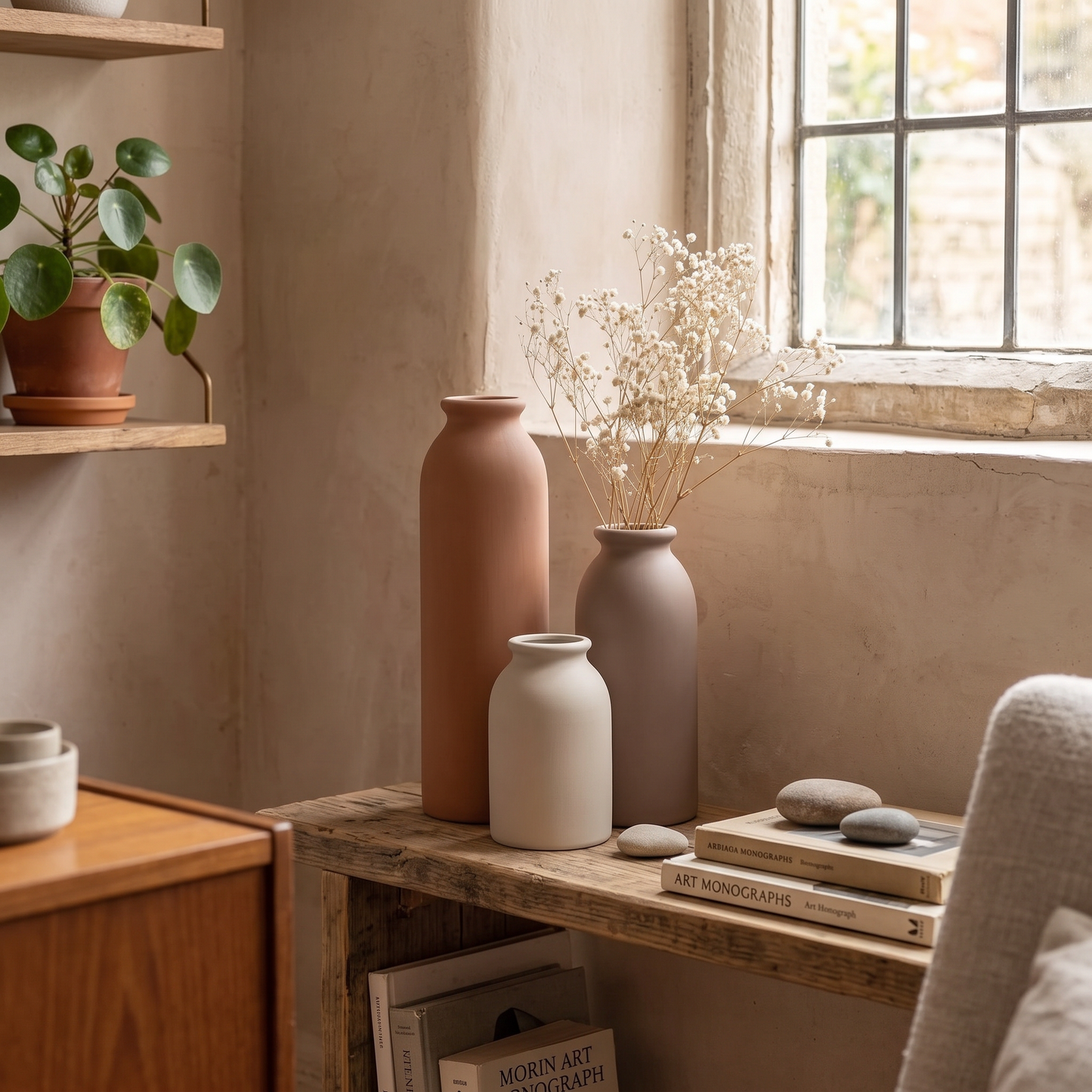 Cylindrical Ceramic Vase Set of 3