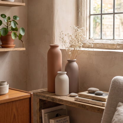 Cylindrical Ceramic Vase Set of 3
