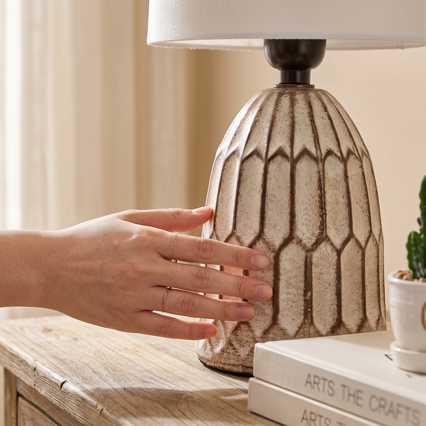 Boho Ceramic Table Lamps Set of 2