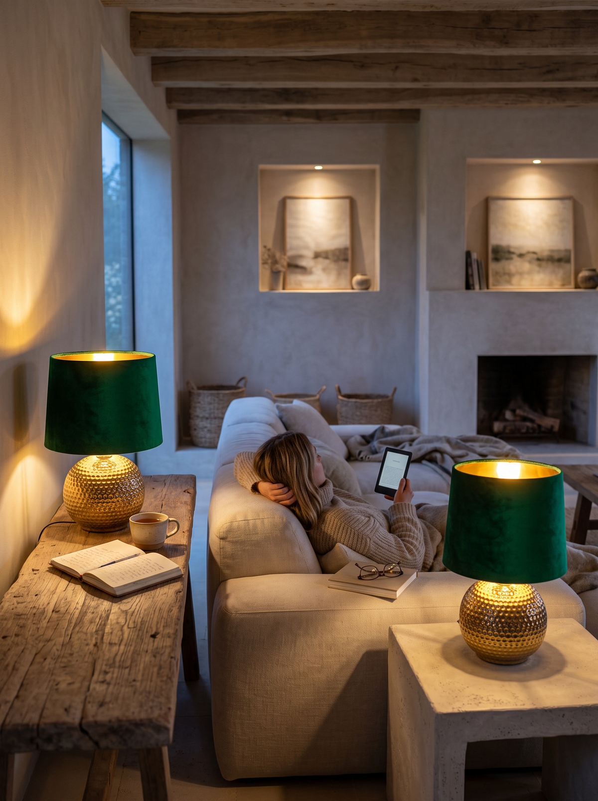 Gold Hammered Globe Table Lamps lifestyle 2