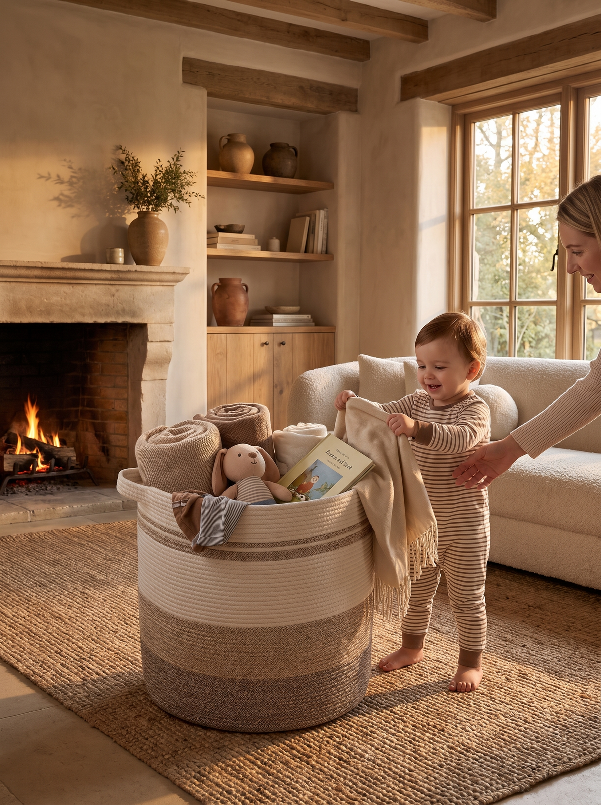 100L Woven Laundry Basket lifestyle 1