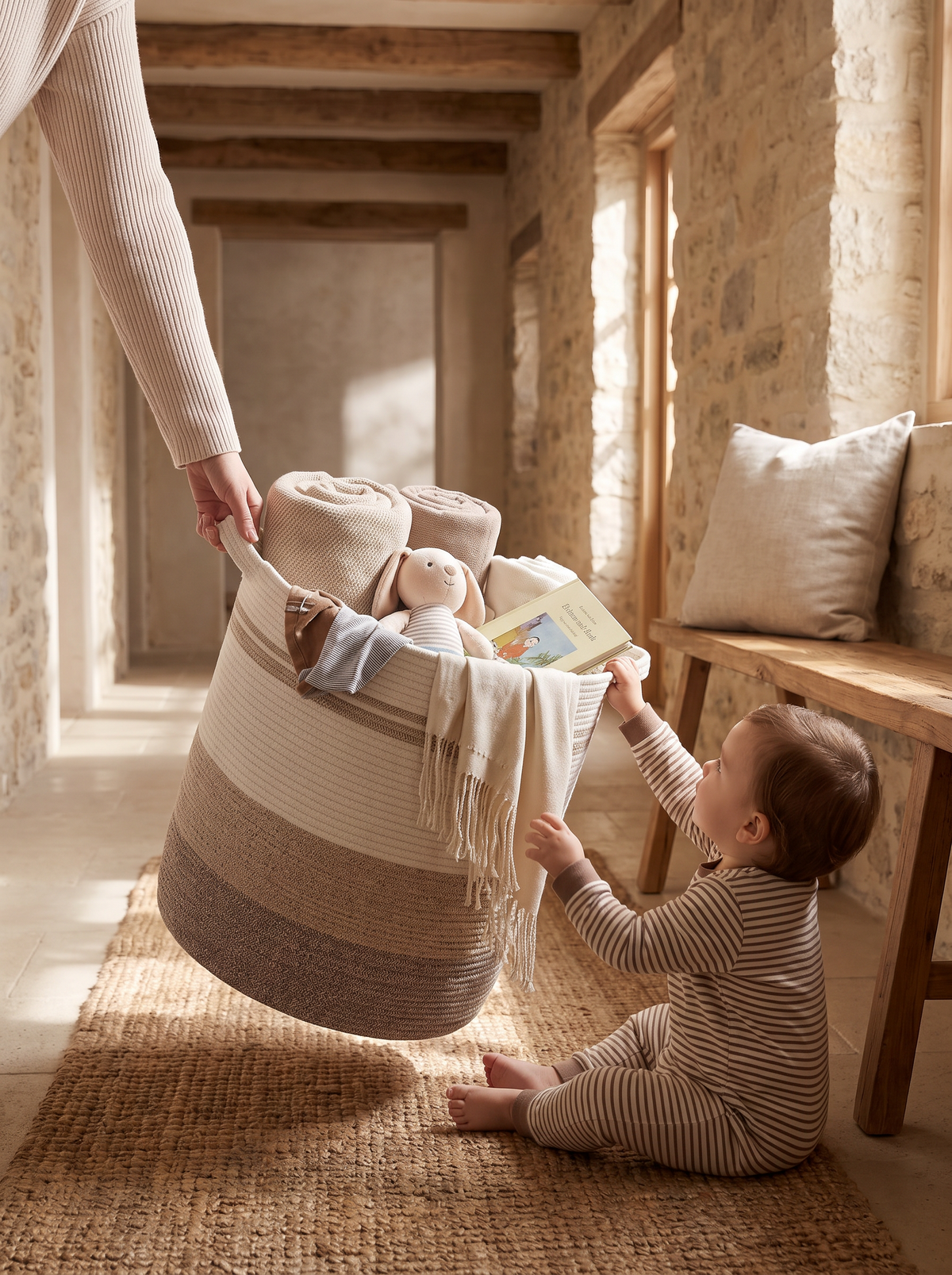 100L Woven Laundry Basket lifestyle 2