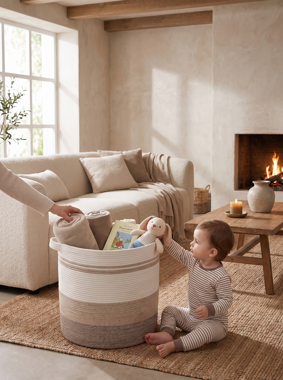 100L Woven Laundry Basket lifestyle 3