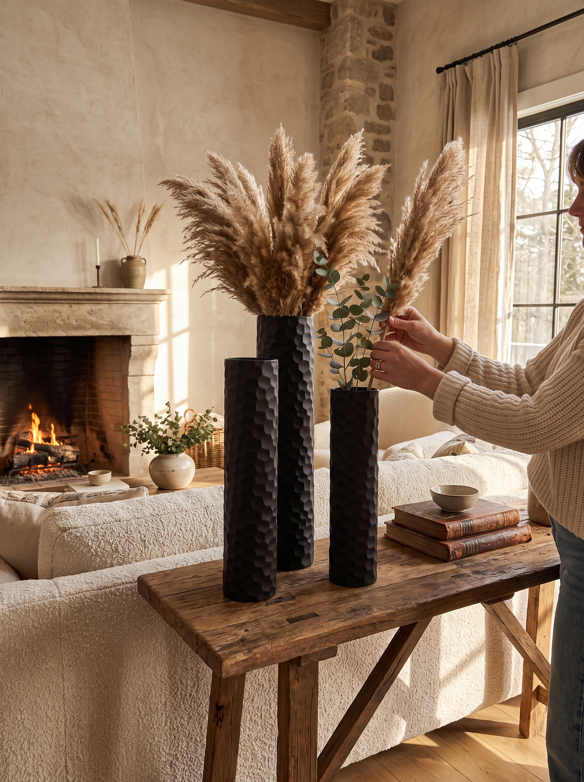 Black Metal Floor Vases lifestyle 3