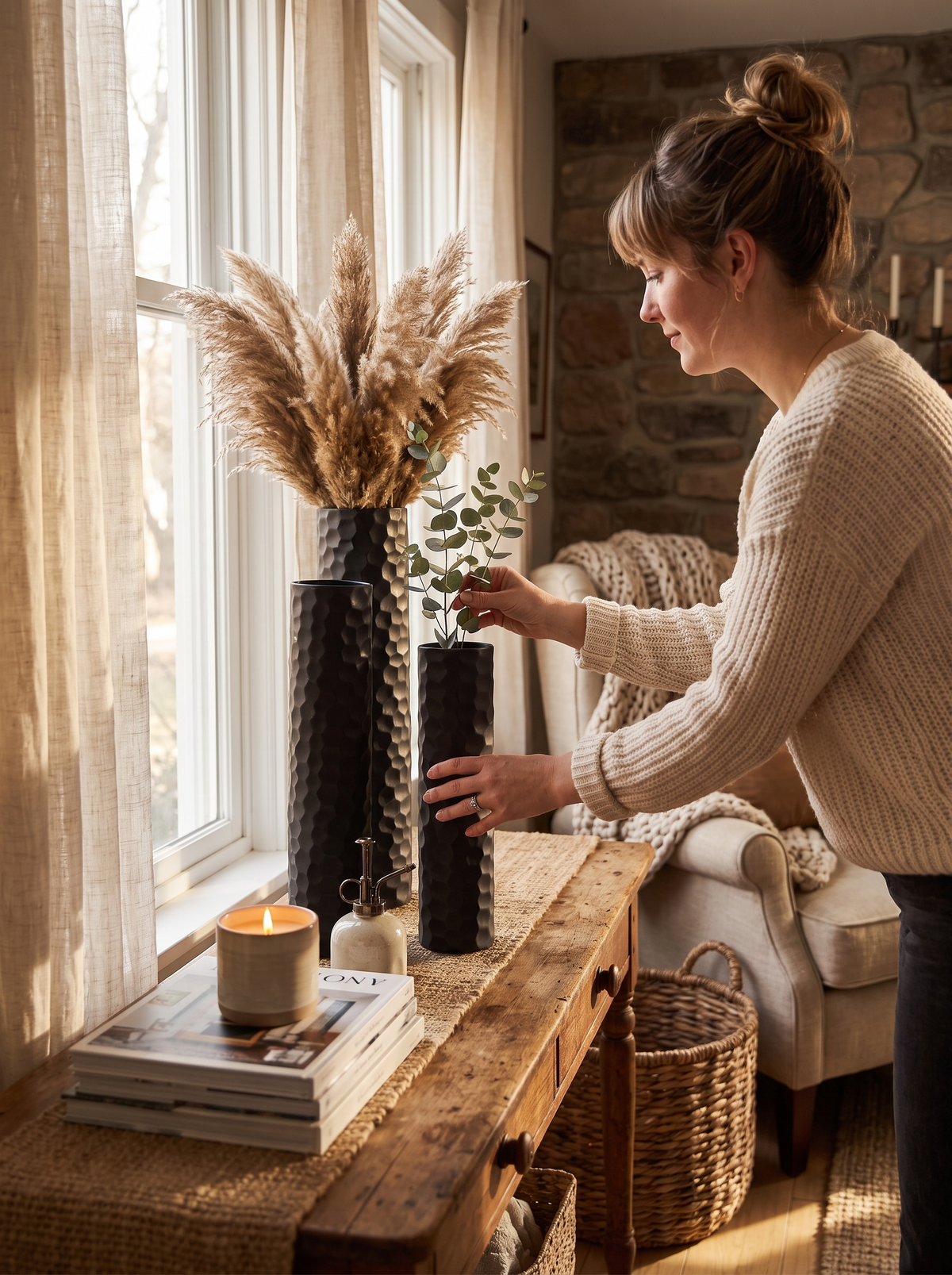 Black Metal Floor Vases lifestyle 1