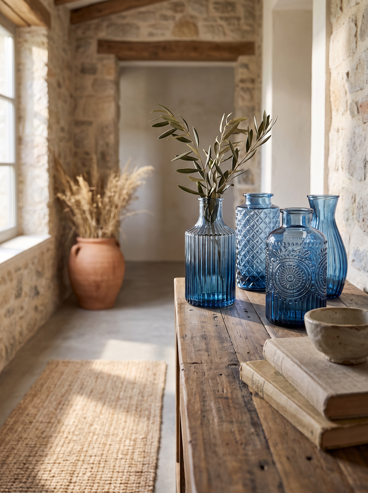 Blue Glass Bud Vases lifestyle 2