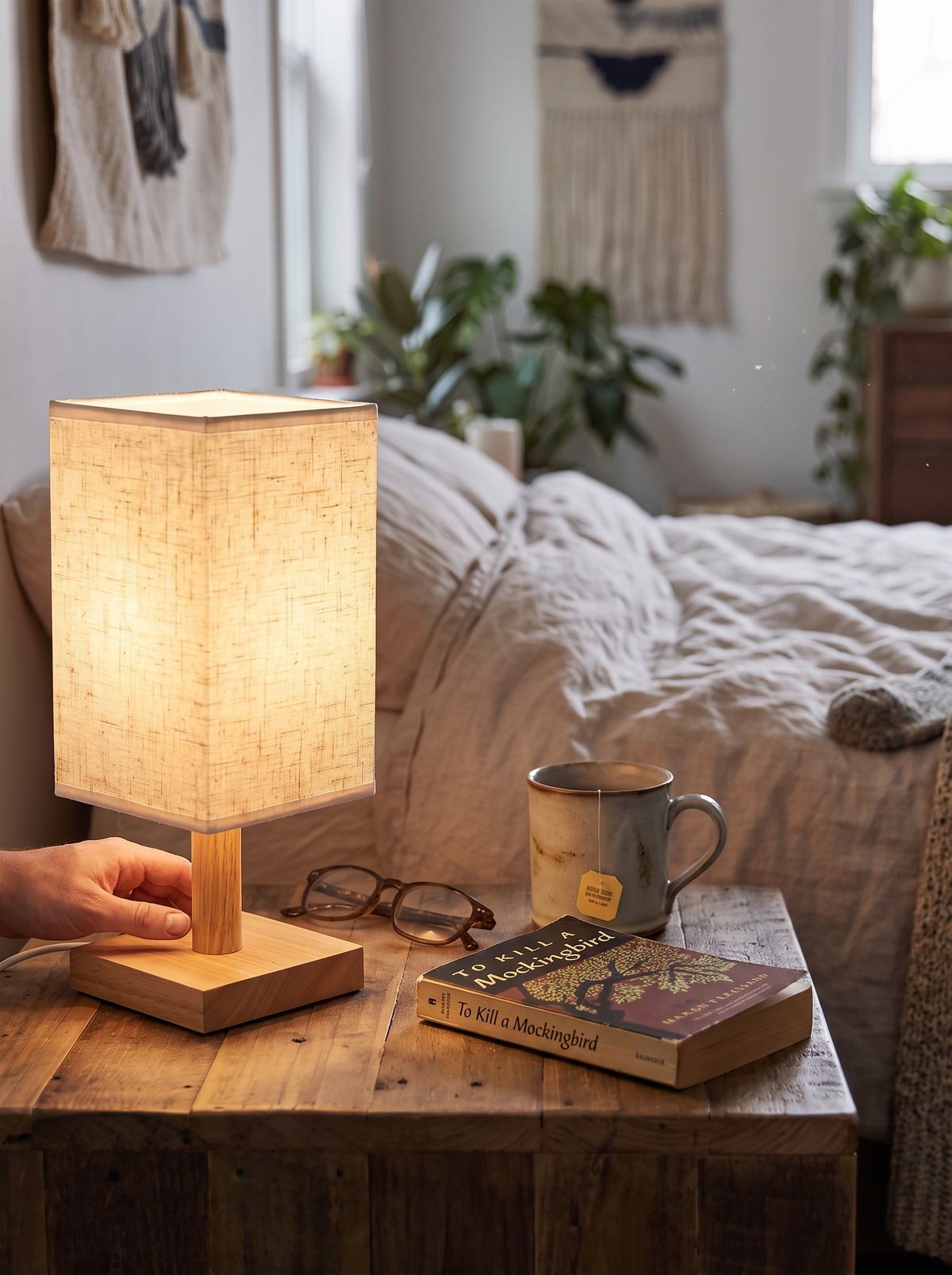 Dimmable LED Wooden Table Lamp lifestyle 3