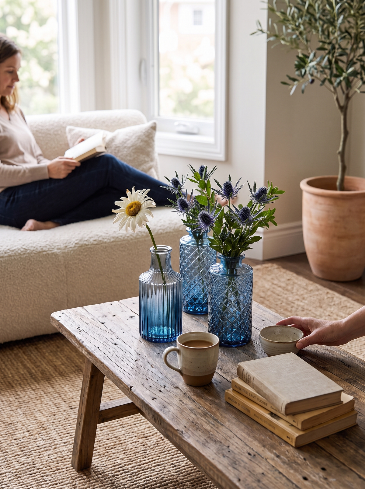 Blue Glass Bud Vases lifestyle 1