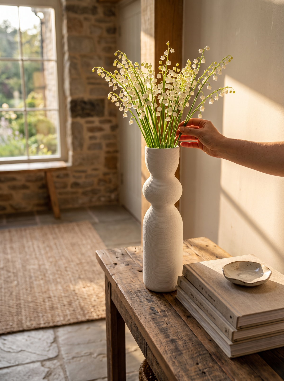 White Ceramic Tall Vase lifestyle 3